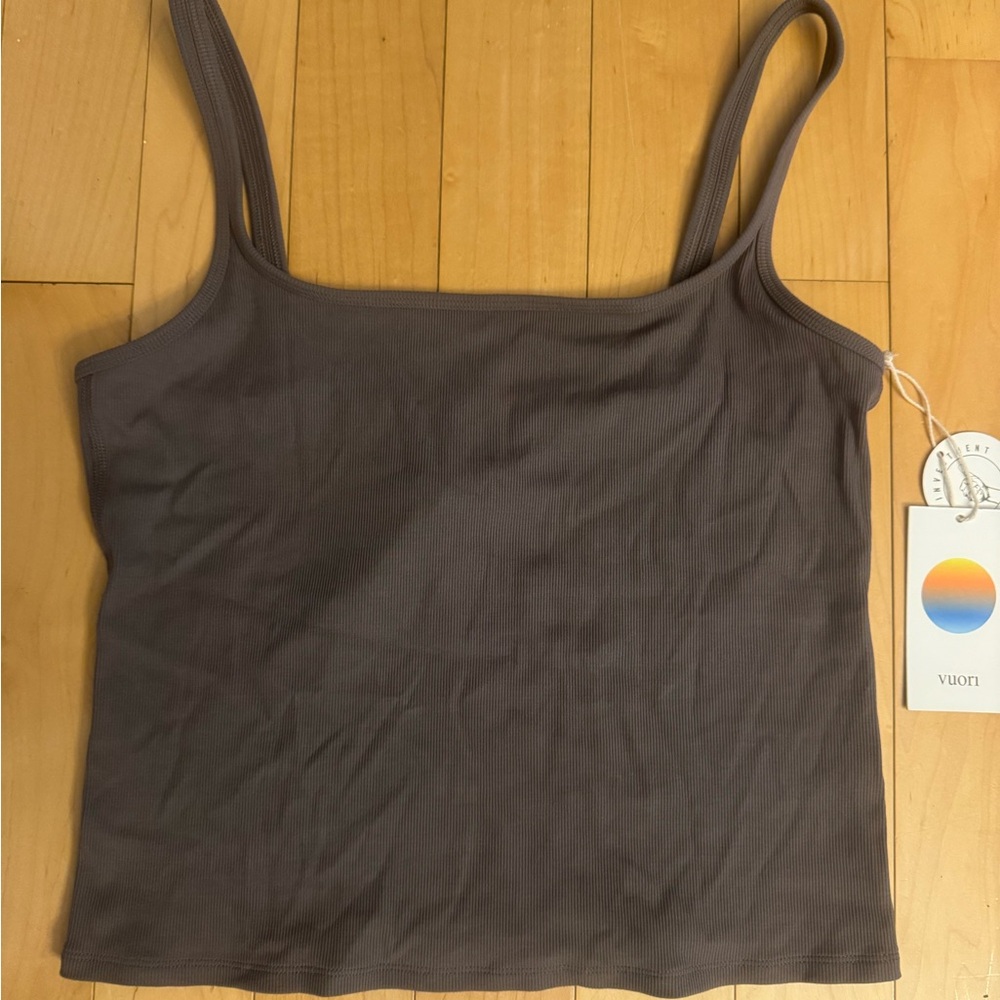 Vuori women's ribbed camisole tank in deep taupe